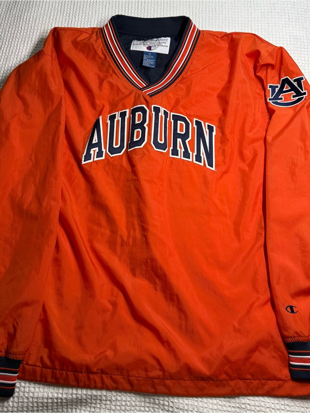 Champion Navy and Orange V-Neck Pullover Jacket Auburn Tigers